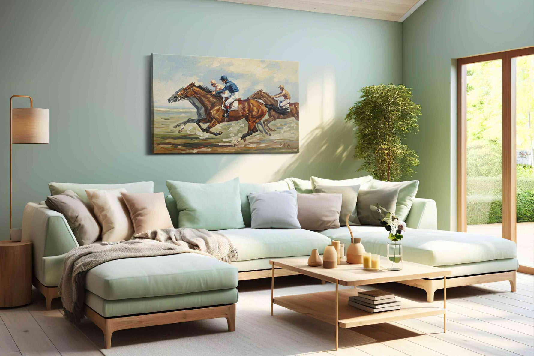 Gallop of Triumph II horses canvas print, hanging on wall