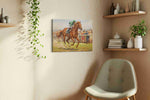 Gallop of Triumph III horses canvas print, displayed in a living room
