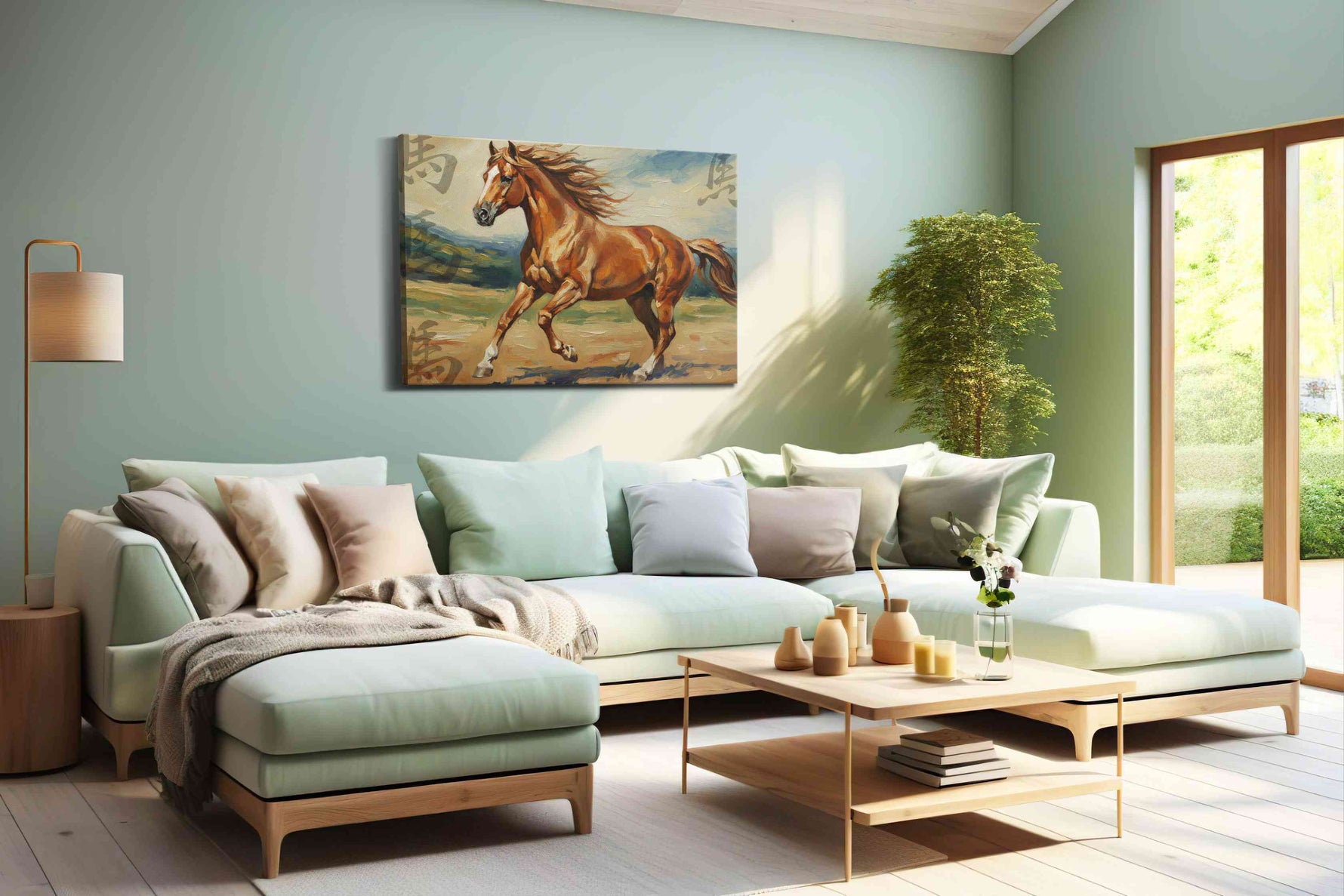 Gallop of the Orient Wind horses canvas print, hanging on wall
