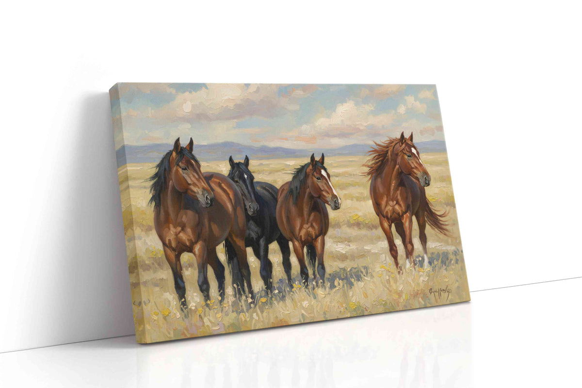 Gallop of the Wild Plains horses canvas print gallery-wrapped landscape canvas studio shot