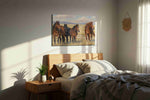 Gallop of the Wild Plains horses canvas print, displayed in a bedroom