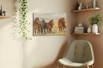Gallop of the Wild Plains horses canvas print, displayed in a living room