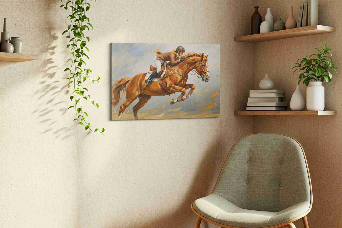 Galloping Spirit horses canvas print, displayed in a living room