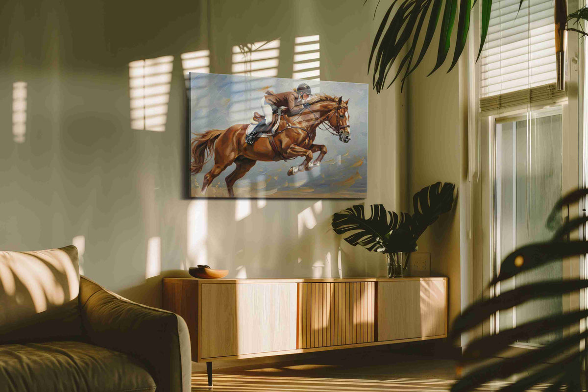 Galloping Spirit horses canvas print, on wall, lifestyle preview
