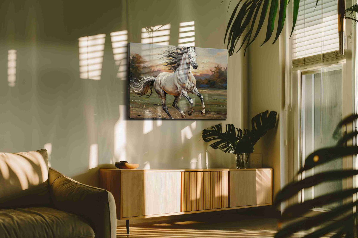 Galloping Sunrise Serenade – horses canvas wall art, gallery-wrapped, ready to hang