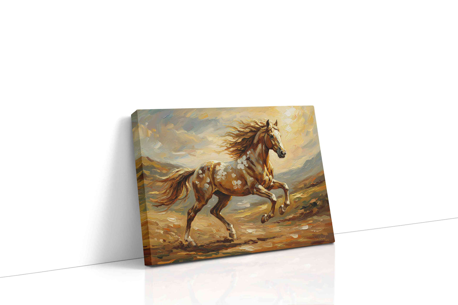 Galloping Through Sunlit Fields horses canvas print, gallery-wrapped, ready to hang