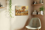 Galloping Through Sunlit Fields – horses canvas wall art, gallery-wrapped, ready to hang