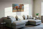 Galloping Thunder horses canvas print in a living room scene