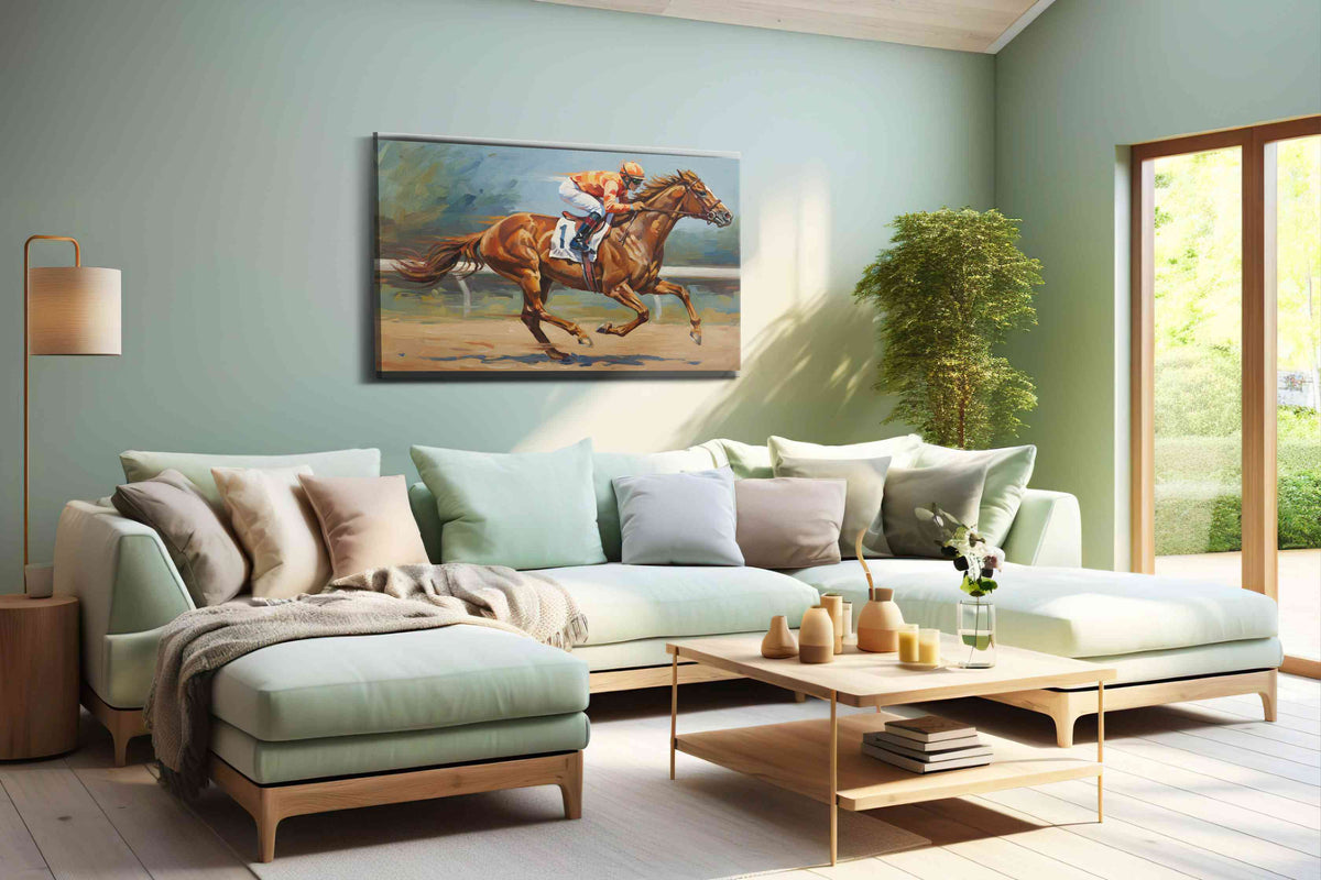 Galloping Thunder horses canvas print, hanging on wall