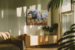 Galloping Thunderstorm horses canvas print in a contemporary interior mockup