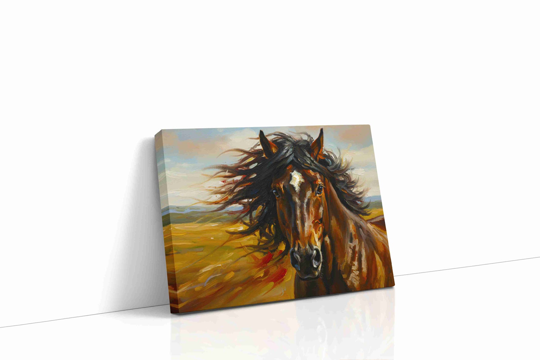 Galloping Zephyr horses canvas print gallery-wrapped landscape canvas studio shot