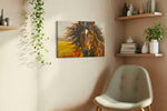Galloping Zephyr horses canvas print, displayed in a living room