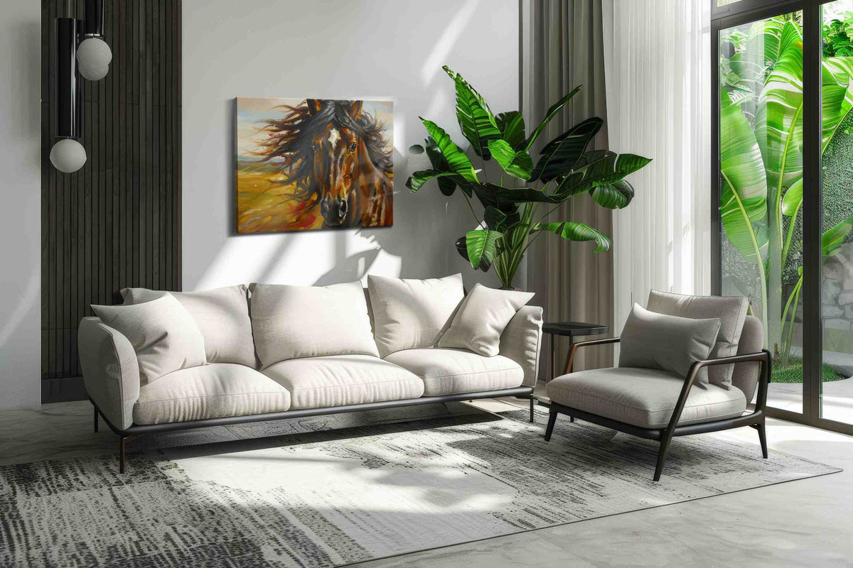 Galloping Zephyr horses canvas print, on wall, lifestyle preview