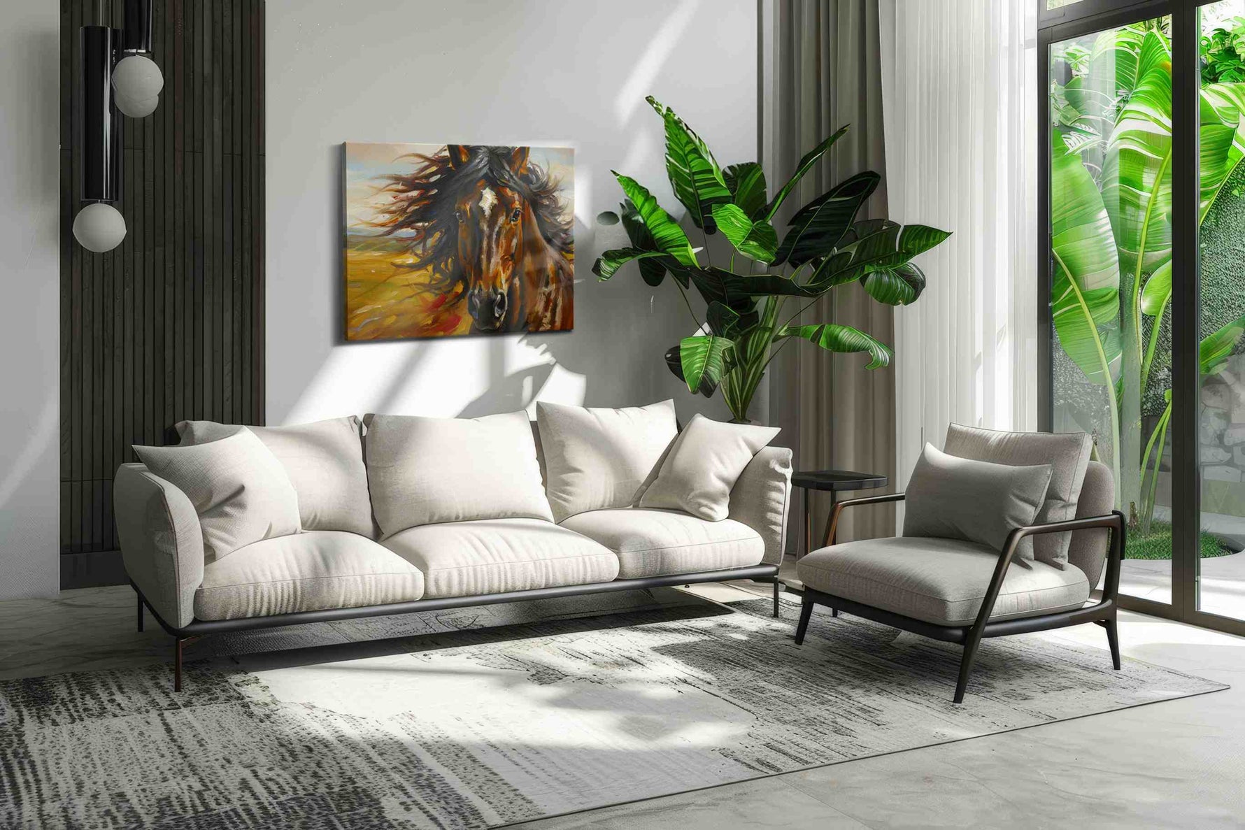Galloping Zephyr horses canvas print, on wall, lifestyle preview