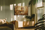 Golden Gallop in Motion horses canvas print in a hung canvas mockup