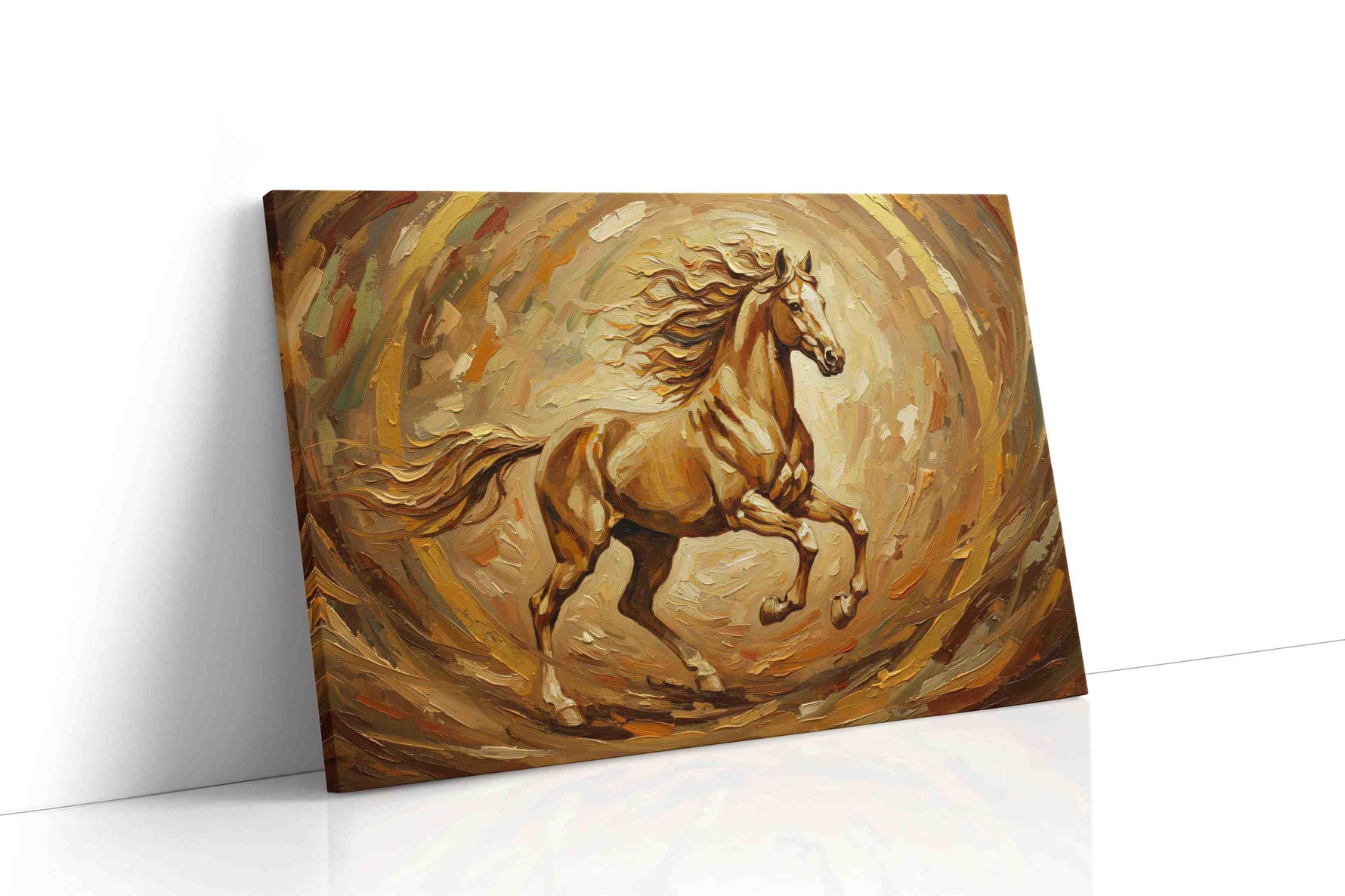 Golden Gallop in Motion horses canvas print, gallery-wrapped, ready to hang