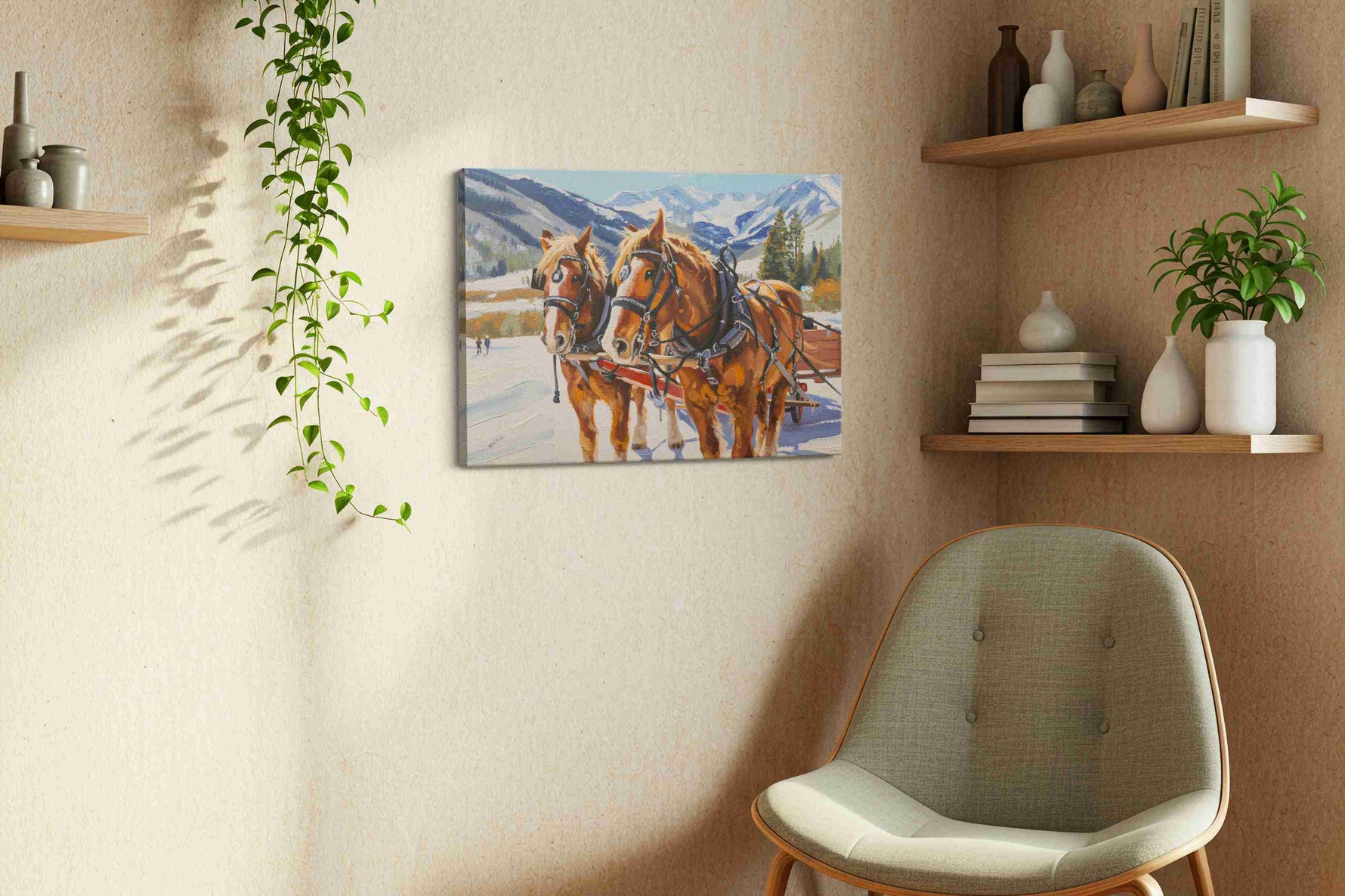 Majestic Winter Journey – horses canvas wall art, gallery-wrapped, ready to hang