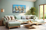 Ocean Gallop Symphony horses canvas print, hanging on wall