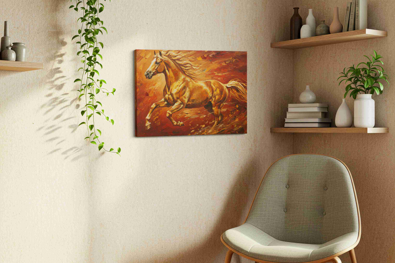 Spirit of the Fiery Stallion – horses canvas wall art, gallery-wrapped, ready to hang