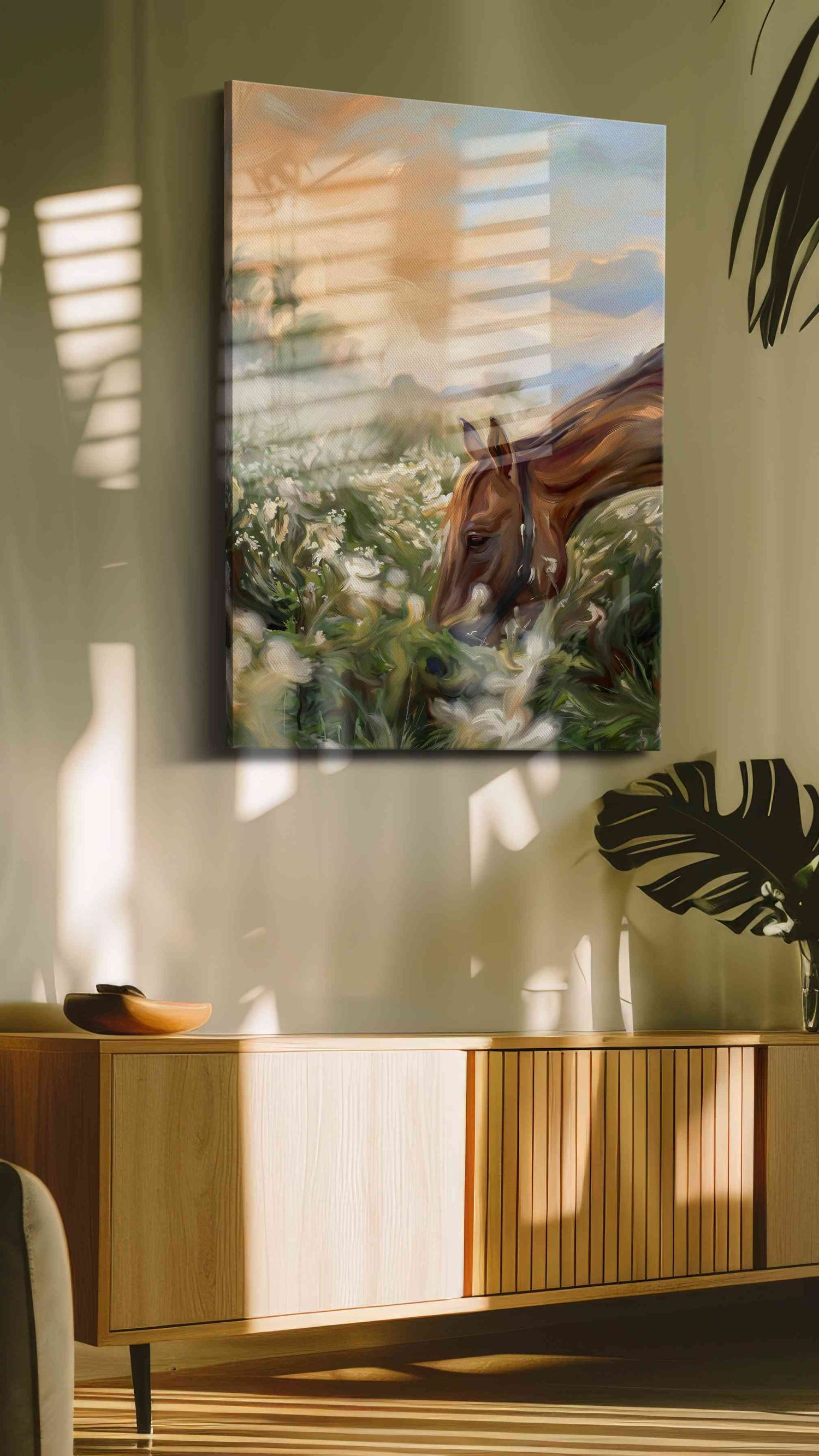 Whispering Meadows – horses canvas wall art, gallery-wrapped, ready to hang