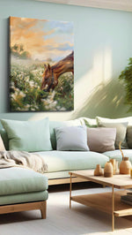 Whispering Meadows horses canvas print, hanging on wall