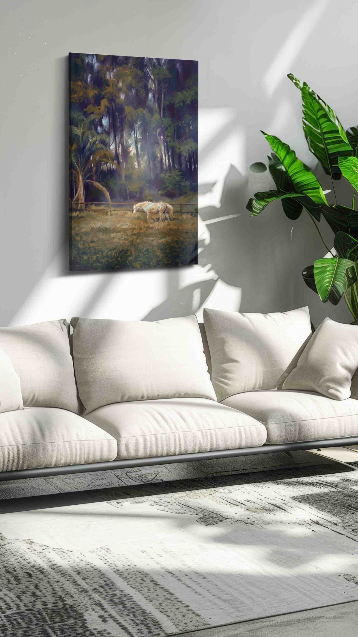 Whispers in the Glade landscape canvas print in a modern interior mockup