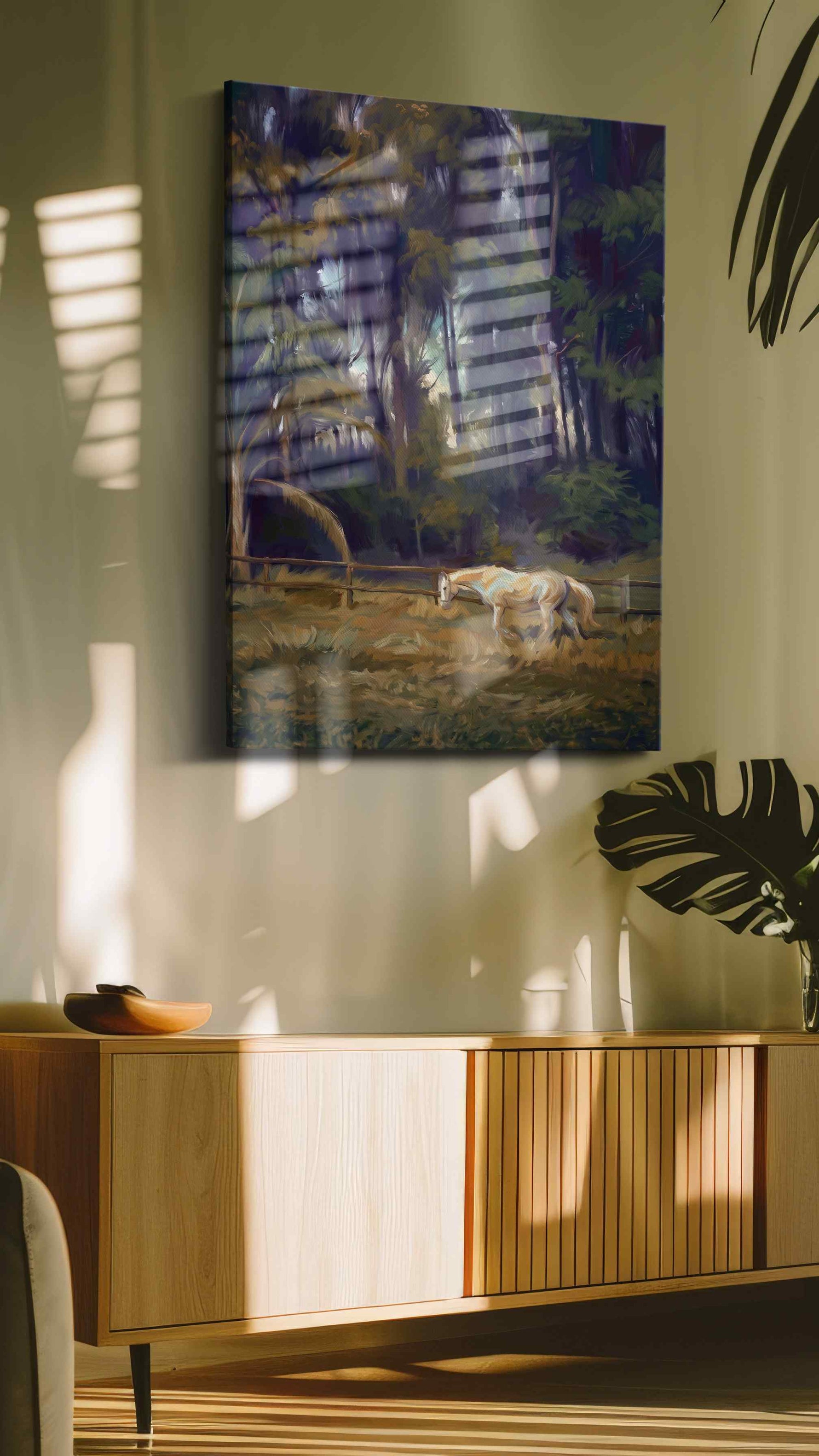 Whispers in the Glade landscape canvas print, on wall, lifestyle preview
