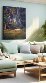 Whispers in the Glade landscape canvas print, hanging on wall