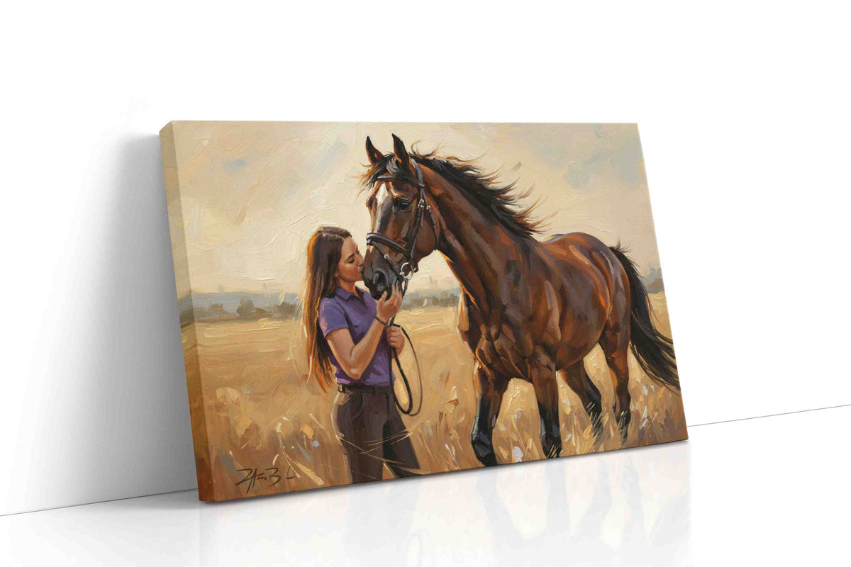Whispers of the Equestrian Heart horses canvas print gallery-wrapped landscape canvas studio shot