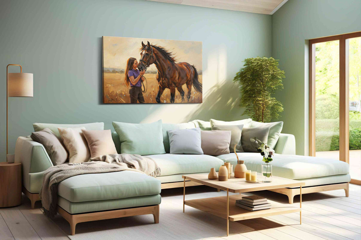 Whispers of the Equestrian Heart horses canvas print, hanging on wall
