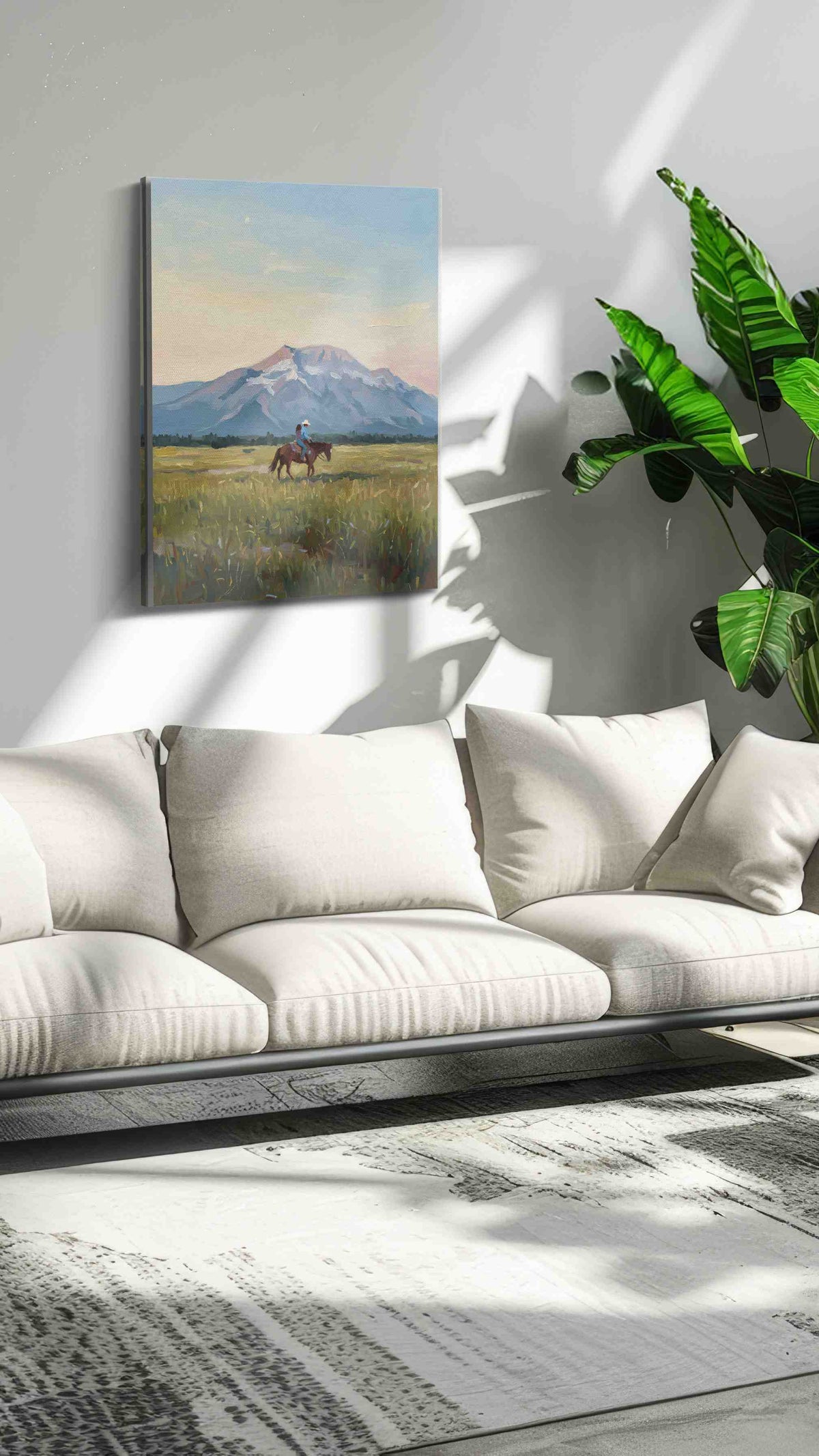 Whispers of the Western Sky landscape canvas print in a hung canvas mockup