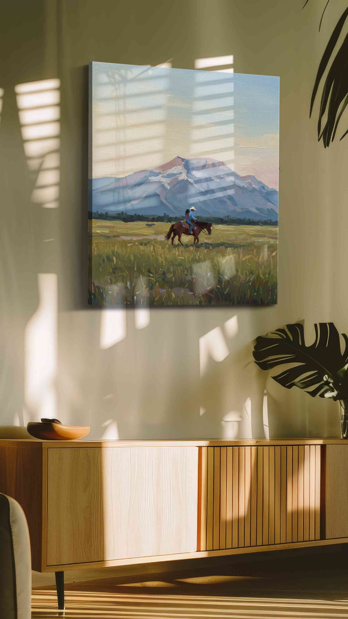 Whispers of the Western Sky landscape canvas print, hanging on wall