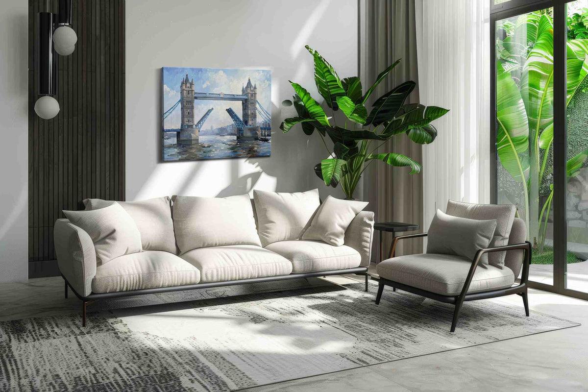 Bridging the Clouds landmarks canvas print, on wall, lifestyle preview