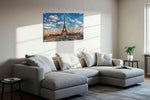 Eiffel Dreamscape landmarks canvas print, displayed in a living room