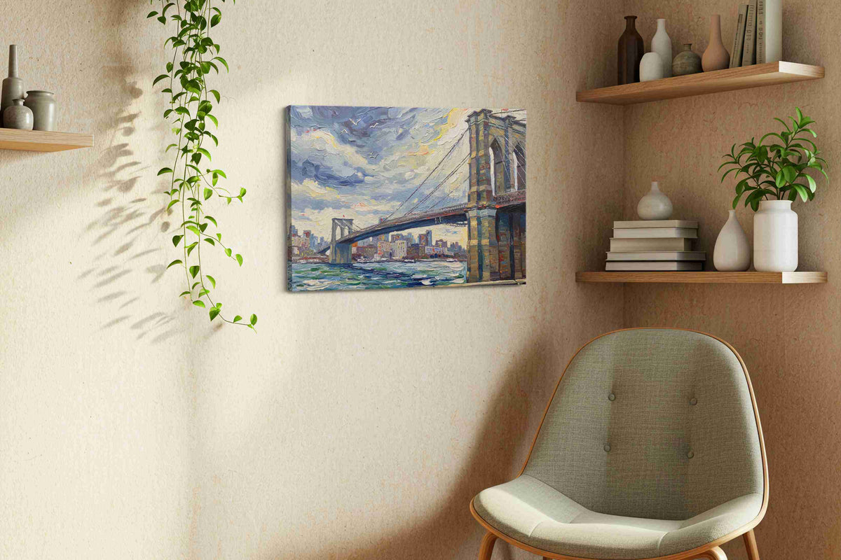 Ethereal Cityscape Crossing landscape canvas print, hanging on wall — view 3