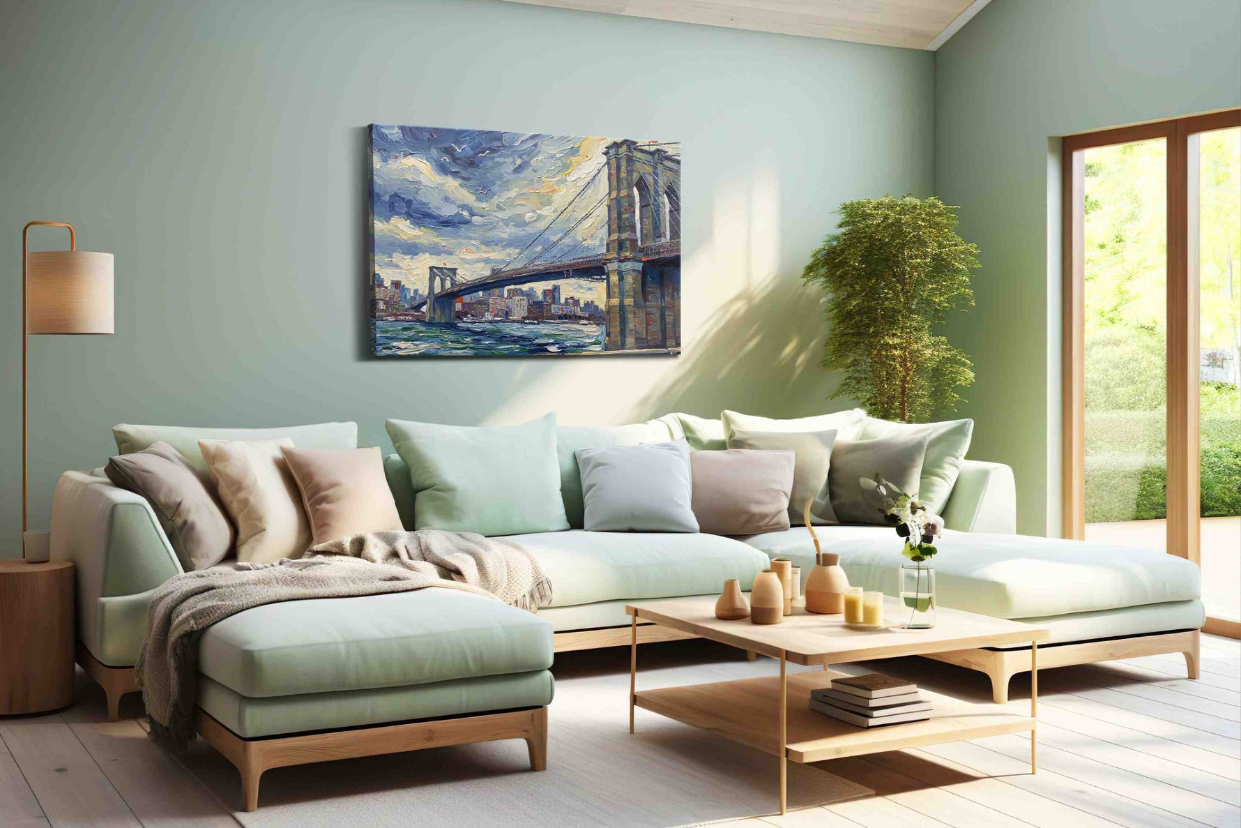 Ethereal Cityscape Crossing landscape canvas print shown in a wall scene