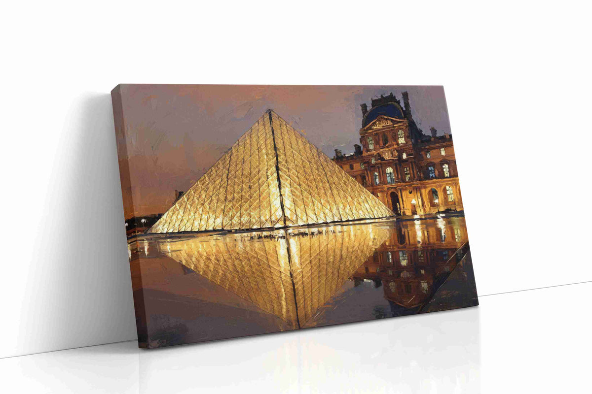 Evening Elegance at the Louvre landmarks canvas print gallery-wrapped landscape canvas studio shot