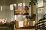 Evening Elegance at the Louvre landmarks canvas print in a hung canvas mockup