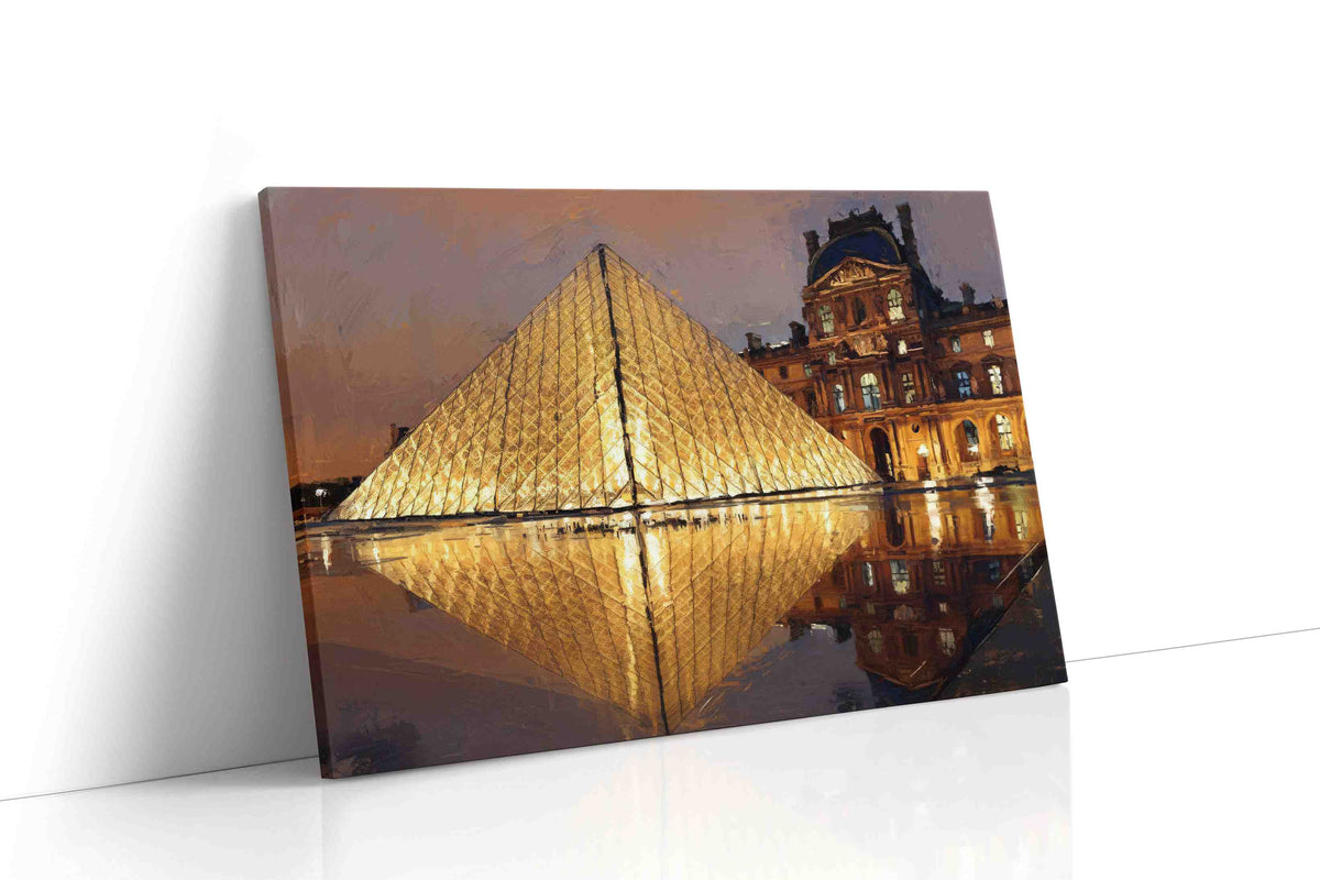 Evening Elegance at the Louvre landmarks canvas print, gallery-wrapped, ready to hang