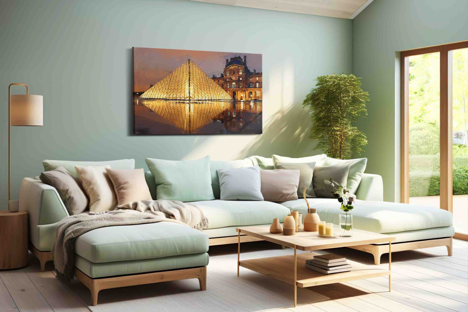 Evening Elegance at the Louvre – landmarks canvas wall art, gallery-wrapped, ready to hang