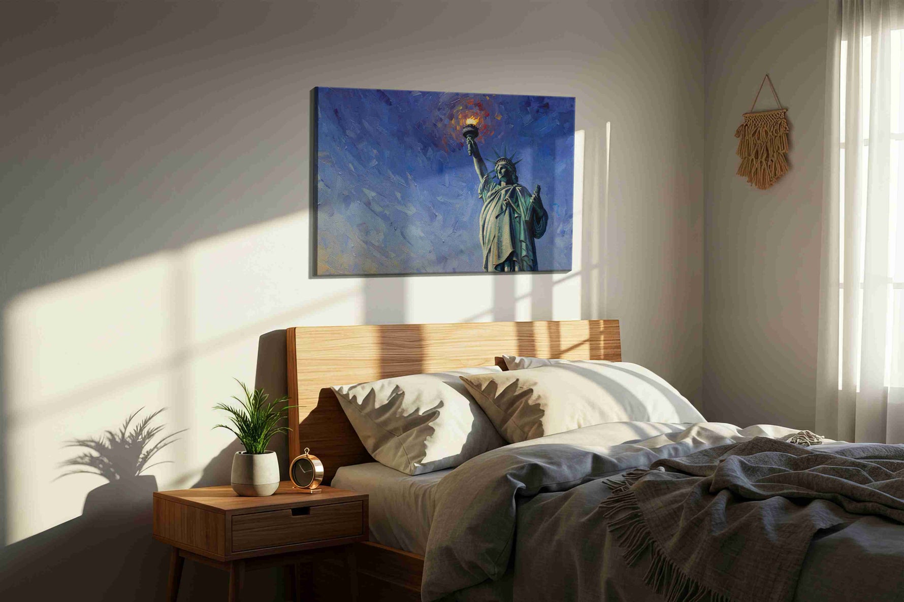 Liberty's Radiant Dawn – landmarks canvas wall art, gallery-wrapped, ready to hang