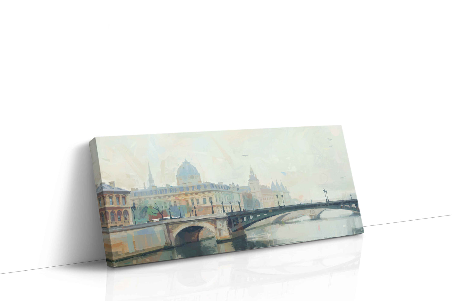 Mist Over the Seine urban canvas print, gallery-wrapped, ready to hang