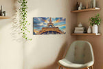 Parisian Sky Kaleidoscope landmarks canvas print styled in a living room