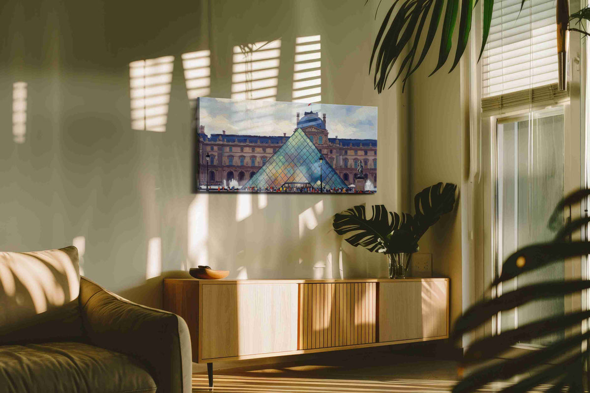 Reflections of History landmarks canvas print in a contemporary interior mockup