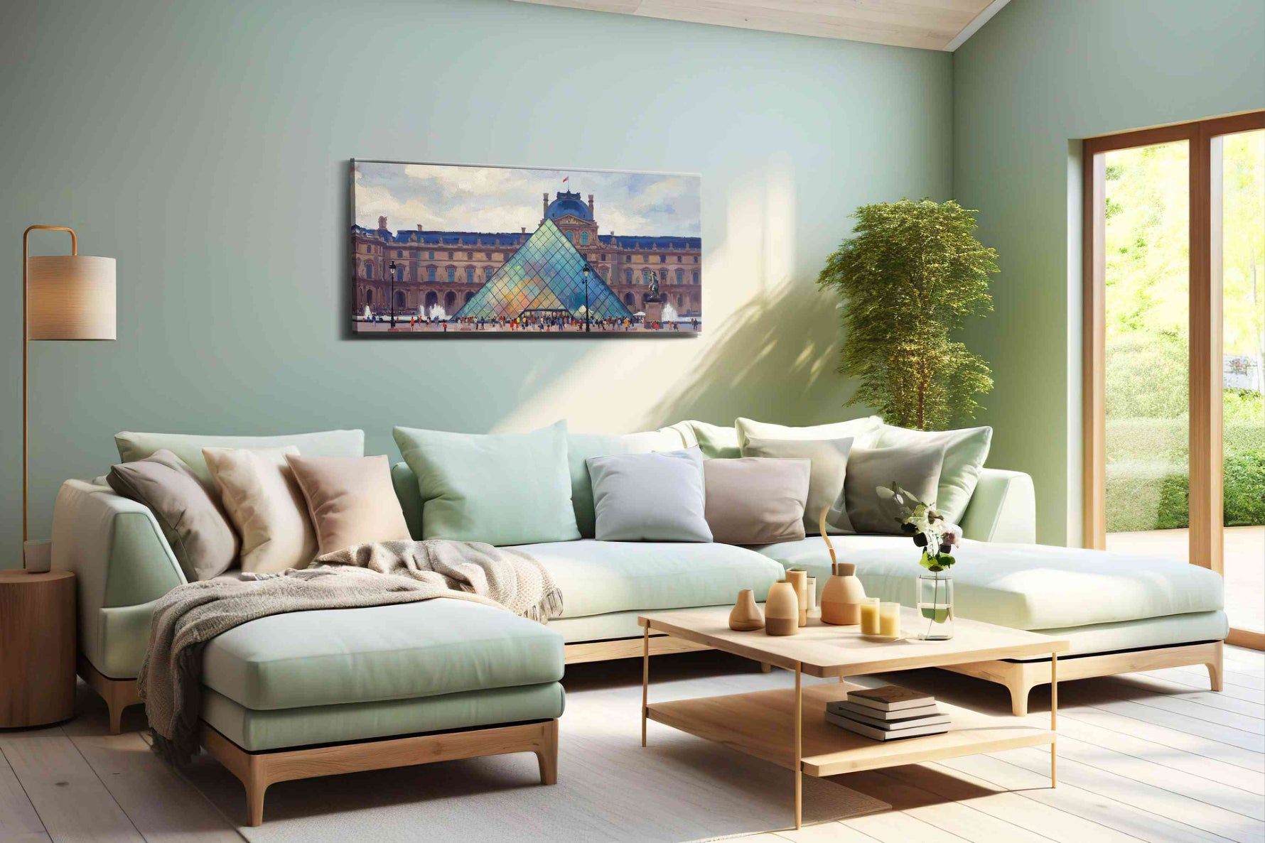 Reflections of History landmarks canvas print, hanging on wall