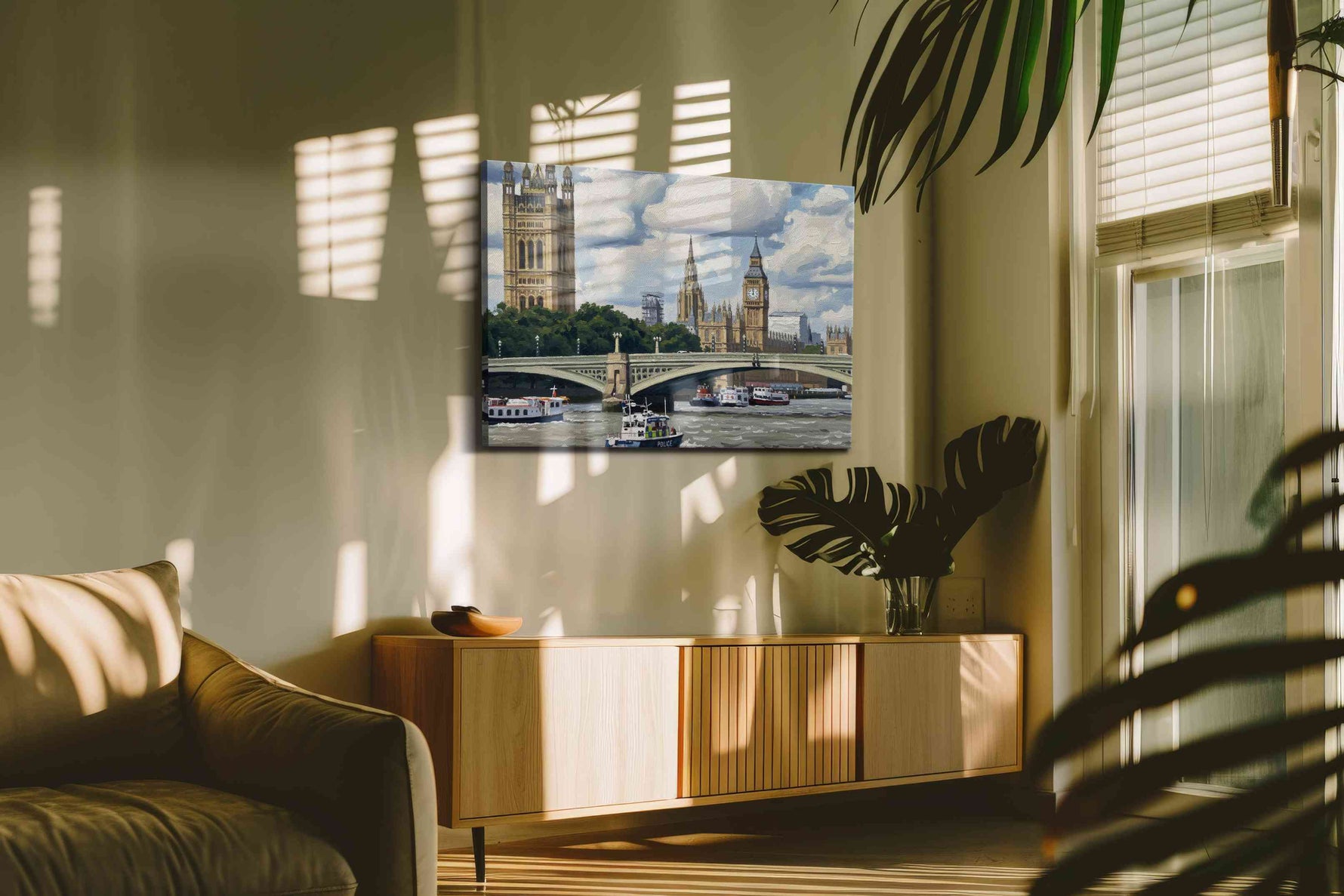 Timeless Thames View landmarks canvas print, on wall, lifestyle preview