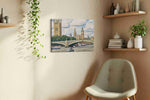 Towers of Time in Thames landmarks canvas print, displayed in a living room