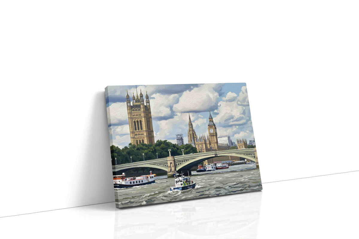 Towers of Time in Thames landmarks canvas print gallery-wrapped landscape canvas studio shot