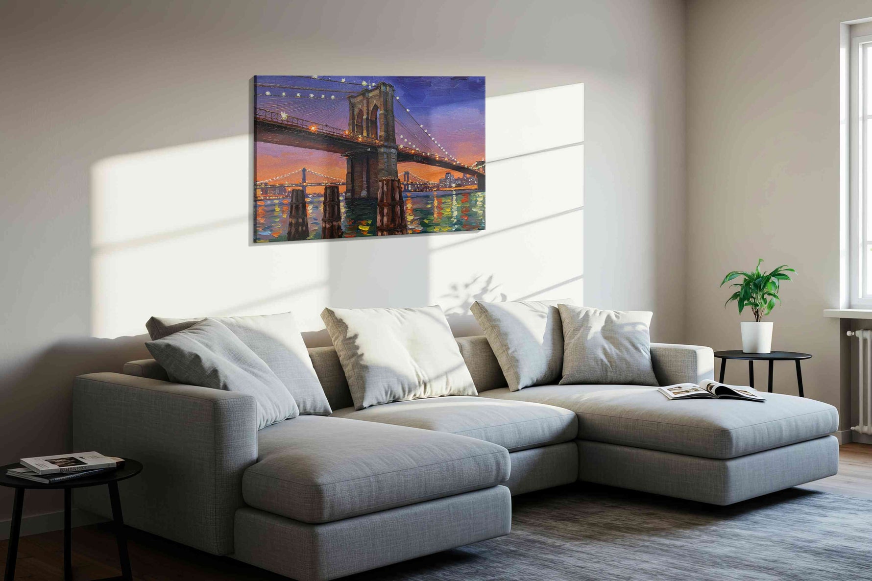 Twilight Over the Bridge – landmarks canvas wall art, gallery-wrapped, ready to hang
