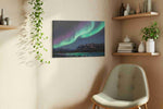 Aurora's Midnight Dance landscape canvas print, displayed in a living room